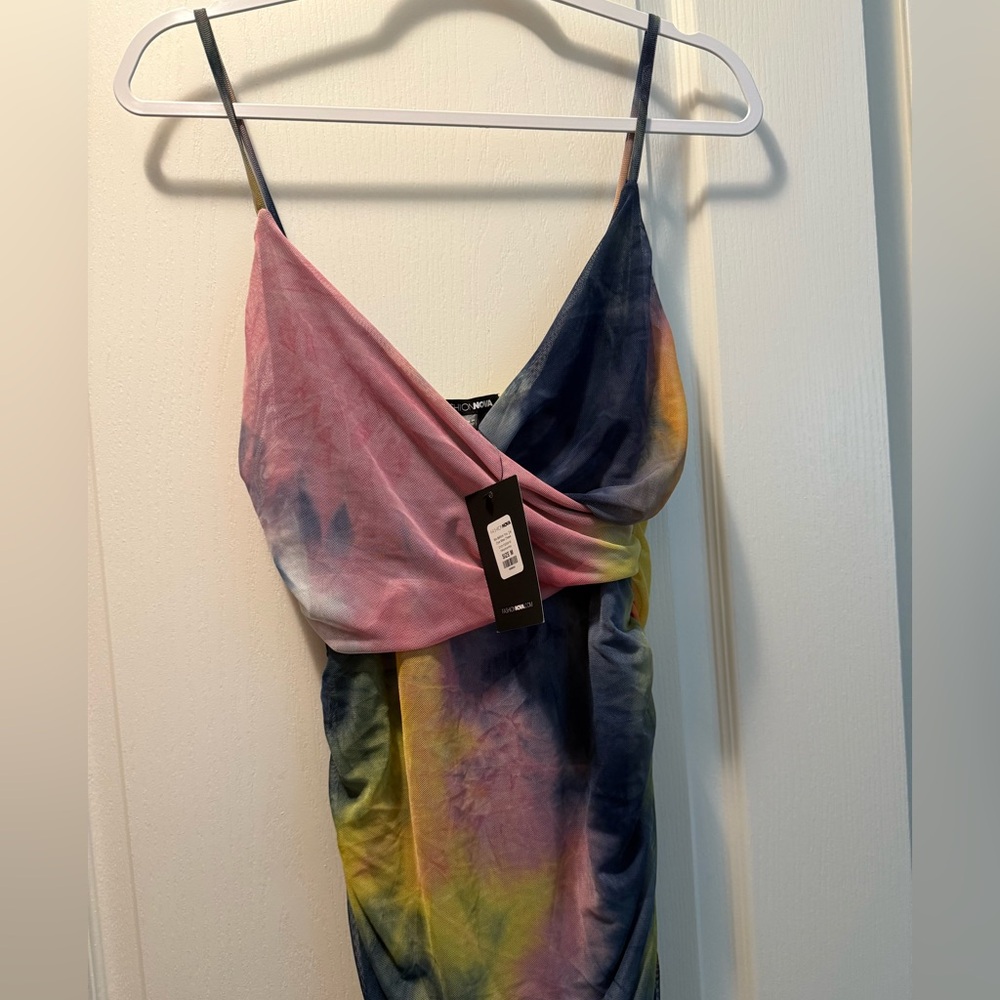 Fashionnova Colorful Tie-Dye Spaghetti Strap Dress